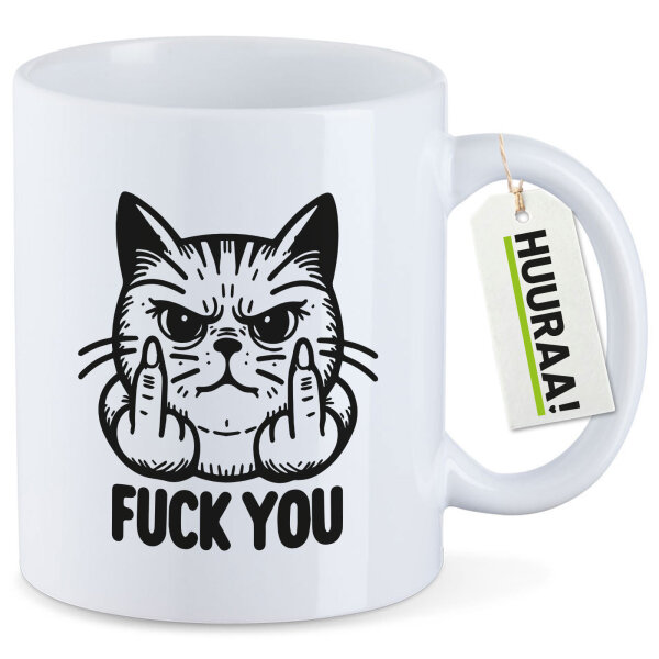 Kaffeetasse F*ck you grimmige Katze 330ml