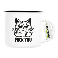 Emaille Tasse F*ck you grimmige Katze 300ml Vintage...