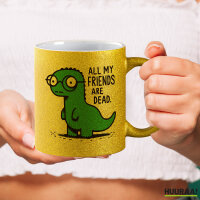 Glitzertasse All friends are dead T-Rex 330ml