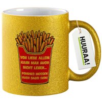 Glitzertasse Liebe allein nicht Pommes dabei 330ml