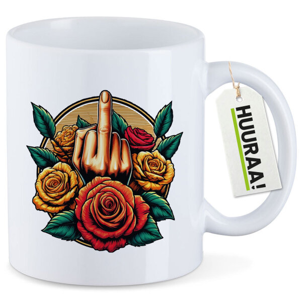 Kaffeetasse Mittelfinger Rosen 330ml