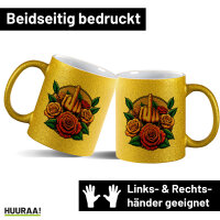 Glitzertasse Mittelfinger Rosen 330ml