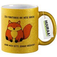 Glitzertasse Drück mich Fuchs 330ml