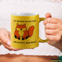 Glitzertasse Drück mich Fuchs 330ml