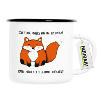 Emaille Tasse Drück mich Fuchs 300ml Vintage Emaille Becher