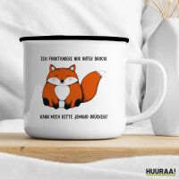 Emaille Tasse Drück mich Fuchs 300ml Vintage Emaille Becher