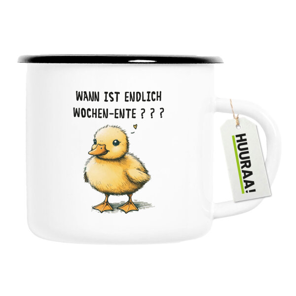 Emaille Tasse Endlich Wochen-Ente Wochenende 300ml Vintage Emaille Becher