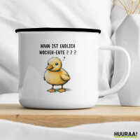 Emaille Tasse Endlich Wochen-Ente Wochenende 300ml Vintage Emaille Becher