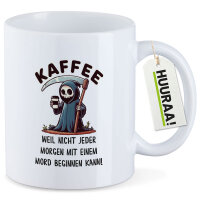 Kaffeetasse Kaffee weil morgens keinen Mord Sensenmann 330ml