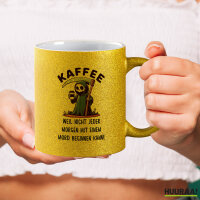 Glitzertasse Kaffee weil morgens keinen Mord Sensenmann 330ml