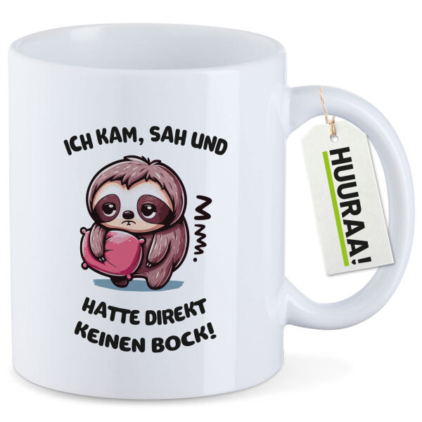 Kaffeetasse Kam sah und direkt keinen Bock Faultier 330ml