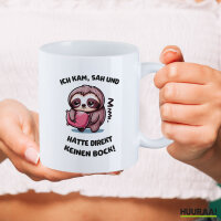 Kaffeetasse Kam sah und direkt keinen Bock Faultier 330ml