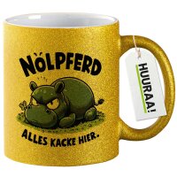 Glitzertasse Nölpferd, alles kacke Nilpferd 330ml