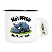 Emaille Tasse Nölpferd, alles kacke Nilpferd 300ml...
