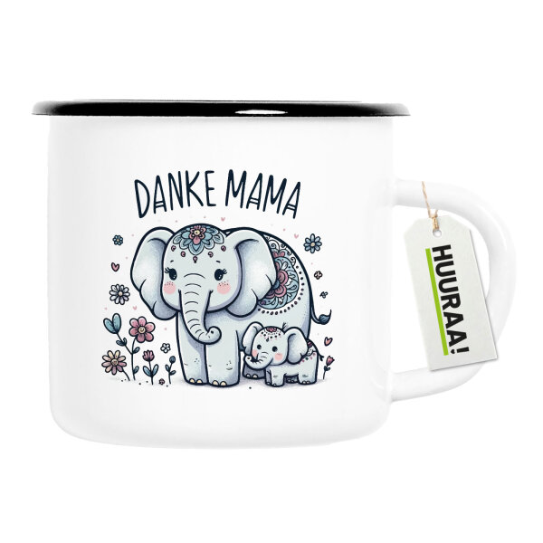 Emaille Tasse Danke Mama Elefanten 300ml Vintage