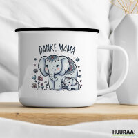 Emaille Tasse Danke Mama Elefanten 300ml Vintage