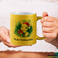 Glitzertasse Süßer Hase Frohe Weihnachten 330ml