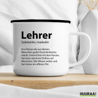 Emaille Tasse Lehrer Definition 300ml Vintage