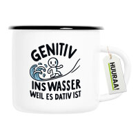Emaille Tasse Genitiv ins Wasser Dativ ist 300ml Vintage Emaille Becher
