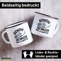 Emaille Tasse Genitiv ins Wasser Dativ ist 300ml Vintage Emaille Becher