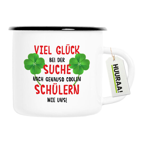 Emaille Tasse Glück bei suche coole Schüler 300ml Vintage Emaille Becher