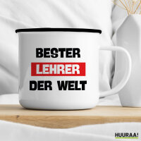Emaille Tasse Bester Lehrer der Welt 300ml Vintage