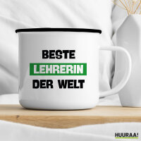 Emaille Tasse Beste Lehrerin der Welt 300ml Vintage