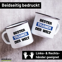 Emaille Tasse Bester Trainer der Welt 300ml Vintage...