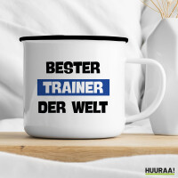 Emaille Tasse Bester Trainer der Welt 300ml Vintage Emaille Becher