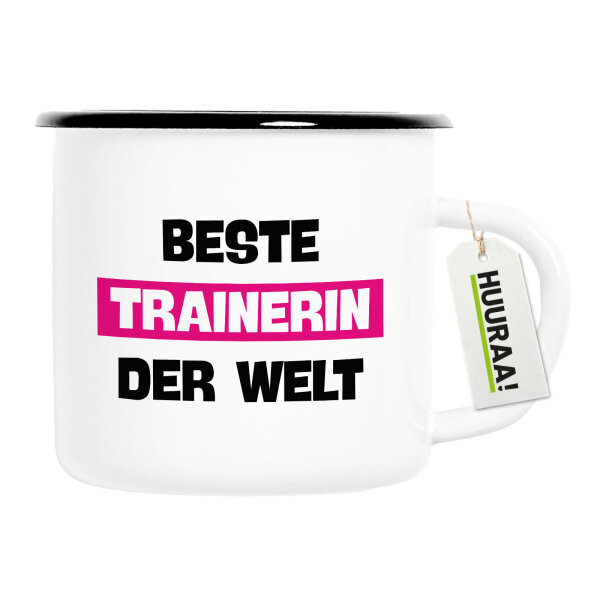 Emaille Tasse Beste Trainerin der Welt 300ml Vintage