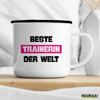 Emaille Tasse Beste Trainerin der Welt 300ml Vintage Emaille Becher