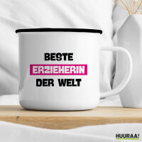 Emaille Tasse Beste Erzieherin der Welt 300ml Vintage Emaille Becher