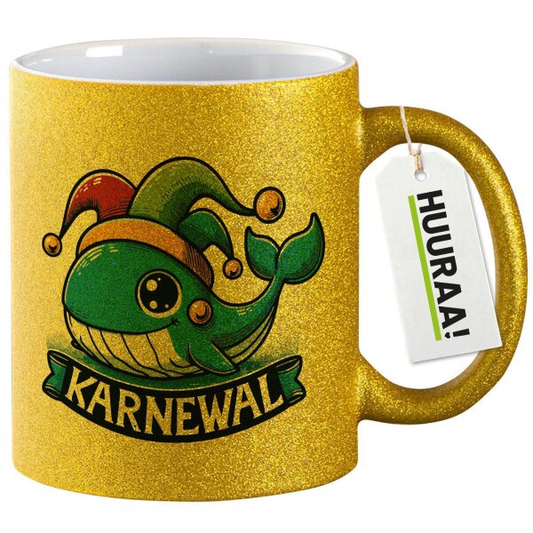 Glitzertasse Karnewal Karneval Wal 330ml