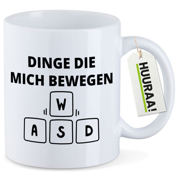 Kaffeetasse Dinge die mich bewegen Tastatur W A S D 330ml