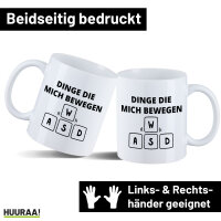 Kaffeetasse Dinge die mich bewegen Tastatur W A S D 330ml
