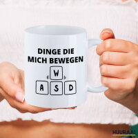 Kaffeetasse Dinge die mich bewegen Tastatur W A S D 330ml