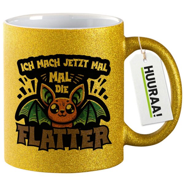 Glitzertasse Ich mach jetzt die Flatter Fledermaus 330ml