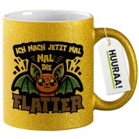 Glitzertasse Ich mach jetzt die Flatter Fledermaus 330ml