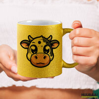Glitzertasse Comic Kuh Kälbchen 330ml