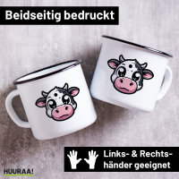 Emaille Tasse Comic Kuh Kälbchen 300ml Vintage