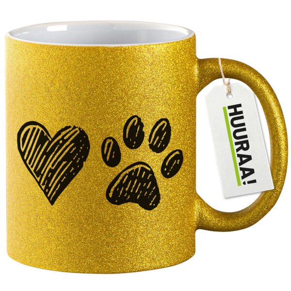 Glitzertasse Herz Tapse 330ml