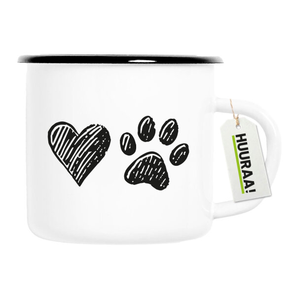 Emaille Tasse Herz Tapse 300ml Vintage Emaille Becher