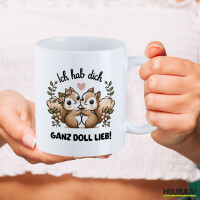 Kaffeetasse Ich hab dich ganz doll lieb Einchhörnchen 330ml