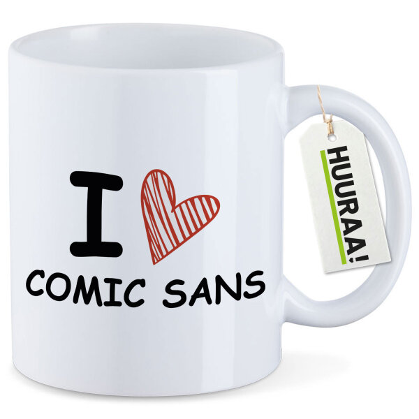 Kaffeetasse I love Comic Sans Herz 330ml