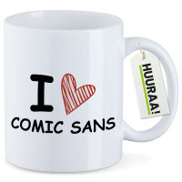 Kaffeetasse I love Comic Sans Herz 330ml