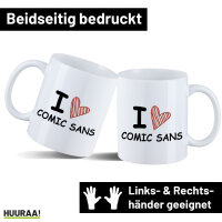 Kaffeetasse I love Comic Sans Herz 330ml