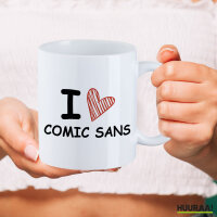 Kaffeetasse I love Comic Sans Herz 330ml
