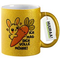Glitzertasse Mag dich volle Möhre Hase 330ml
