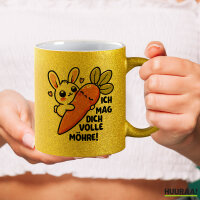 Glitzertasse Mag dich volle Möhre Hase 330ml