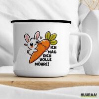 Emaille Tasse Mag dich volle Möhre Hase 300ml Vintage